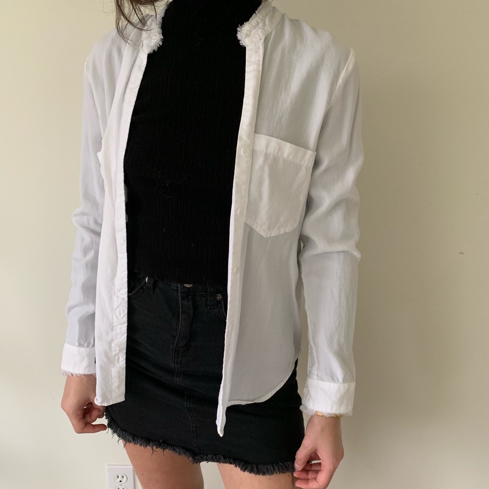 Cute White Ruffled Button Down From Anthropologie - image 1